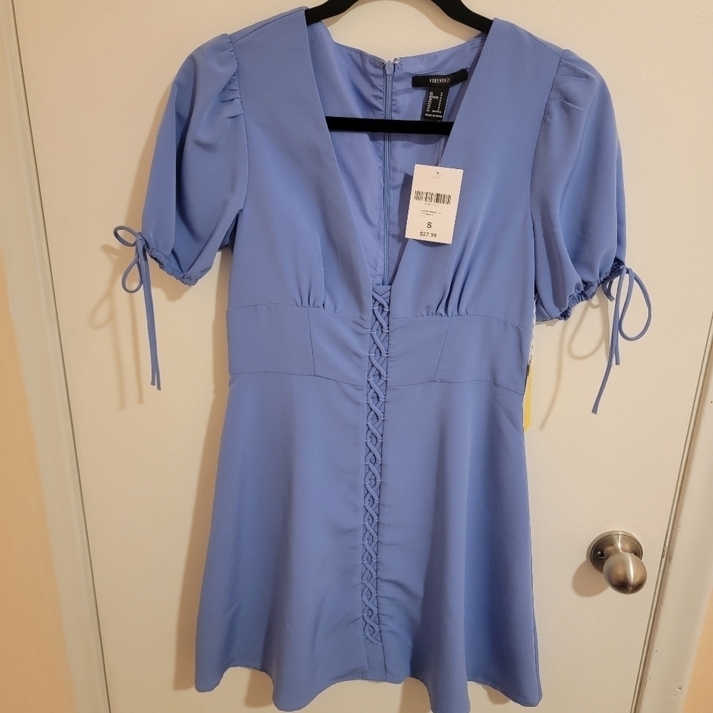 Forever21 MiniDress Small Fairy Milkmaid Swiss Miss Periwinkle Easter Dress NWT